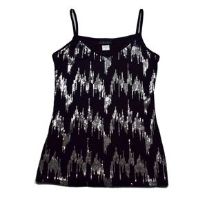 Black & Silver Sequin Cami Top